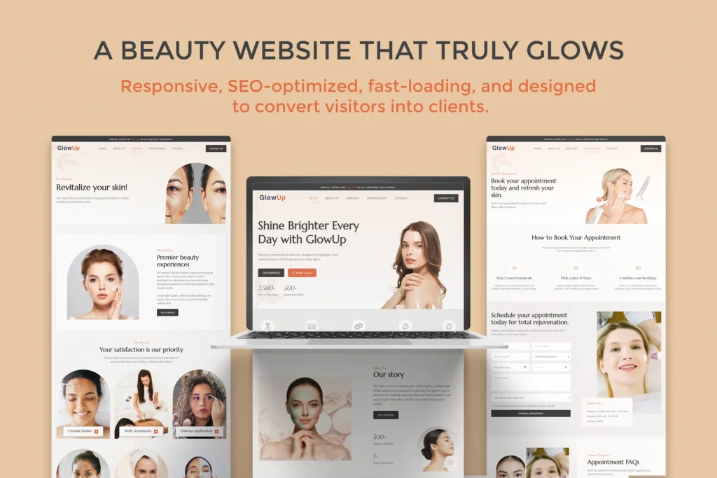 GlowUp Beauty website design