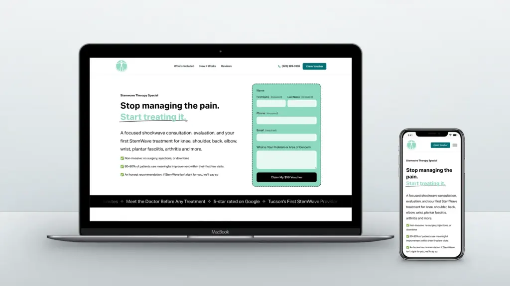 AZ Vitality StemWave Landing Page website design