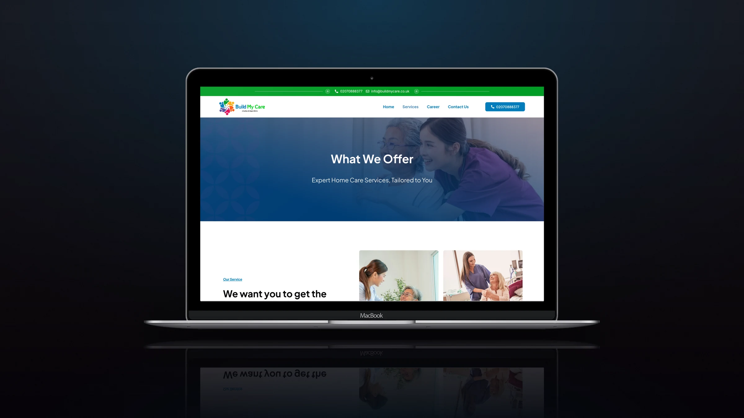 Build My Care 4 Build My Care website on a laptop