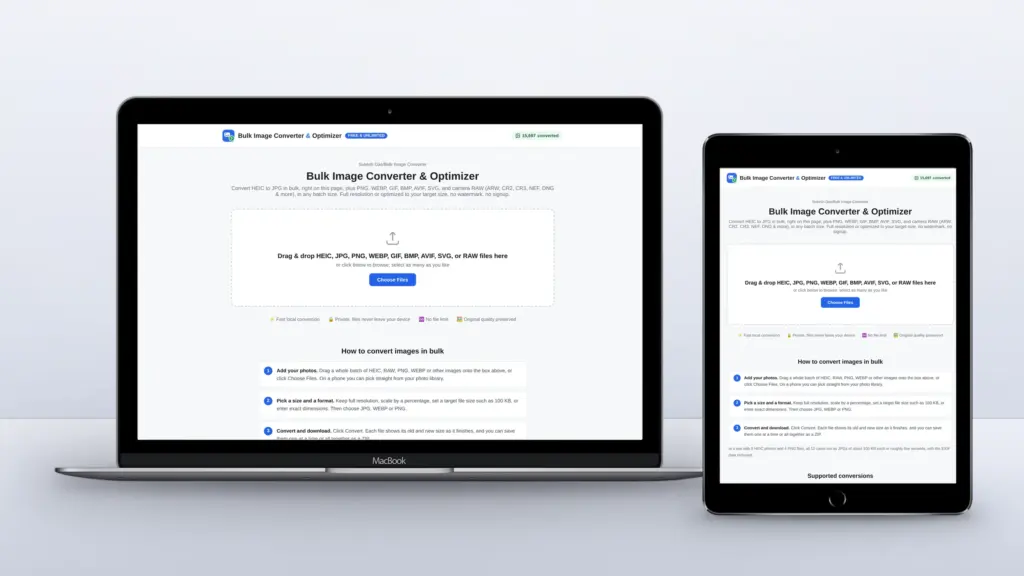 Bulk Image Converter & Optimizer website design
