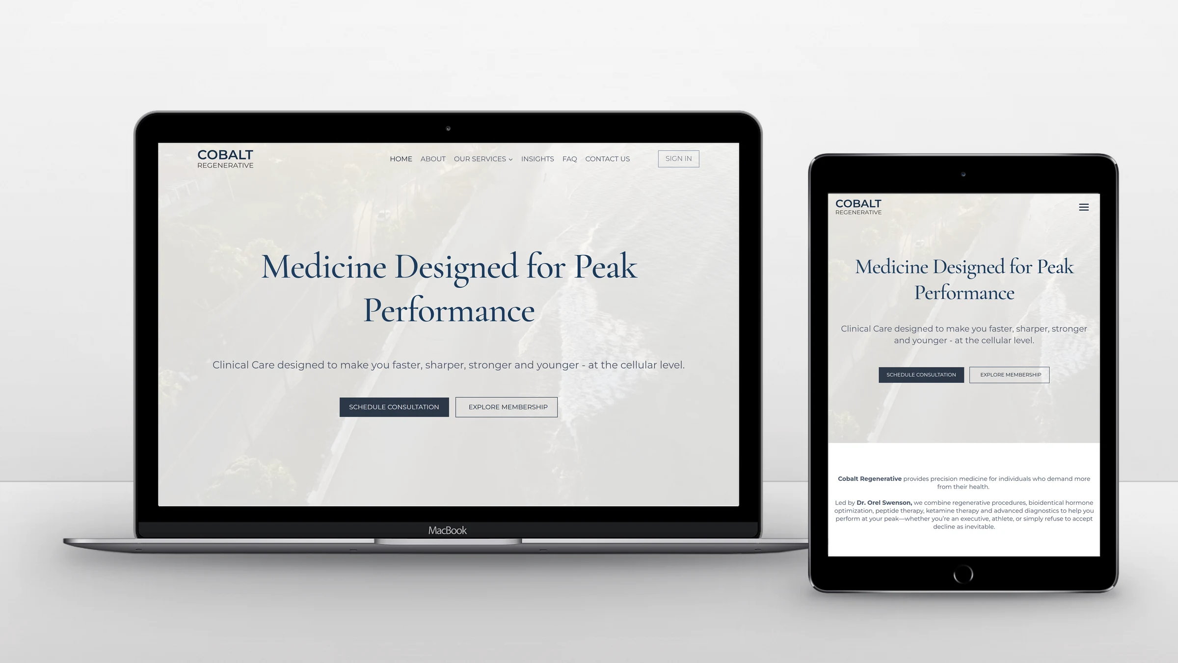 Cobalt Regenerative homepage on a laptop and a tablet