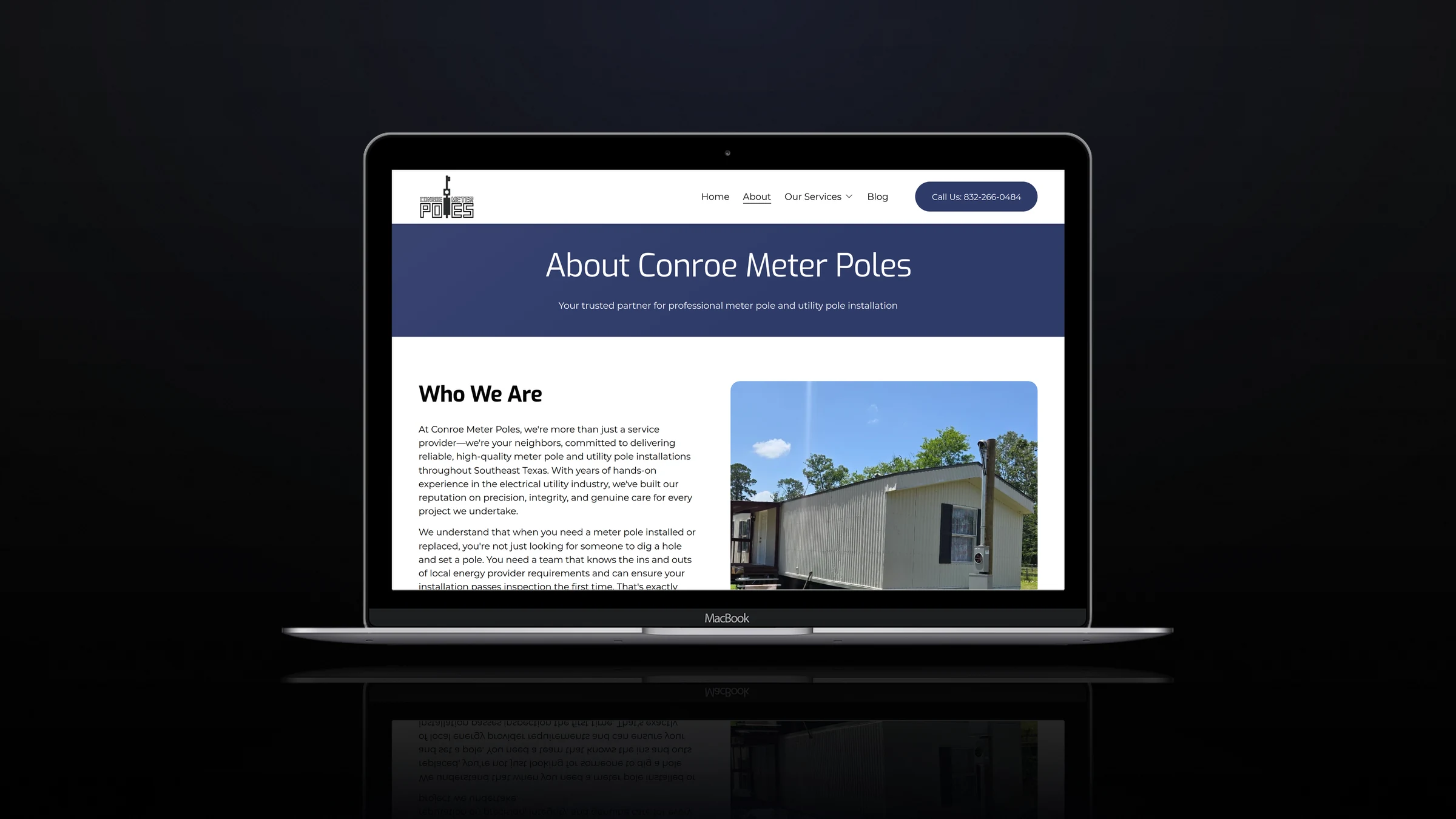 Conroe Meter Poles 5 Conroe Meter Poles website on a laptop