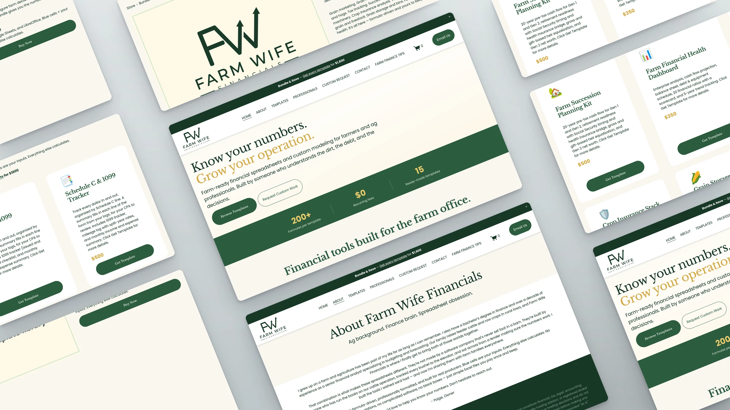 Farm Wife Financials 4 Farm Wife Financials website sections laid out at an angle