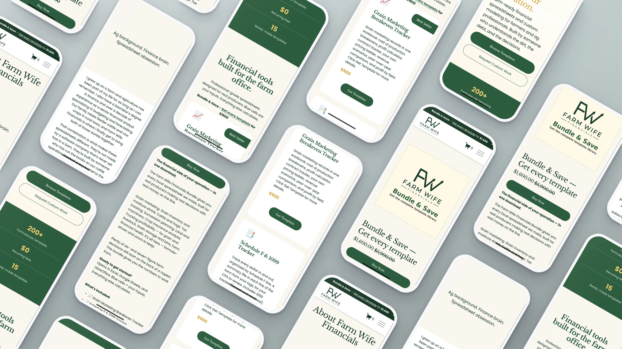 Farm Wife Financials 2 Farm Wife Financials website pages on rows of phones