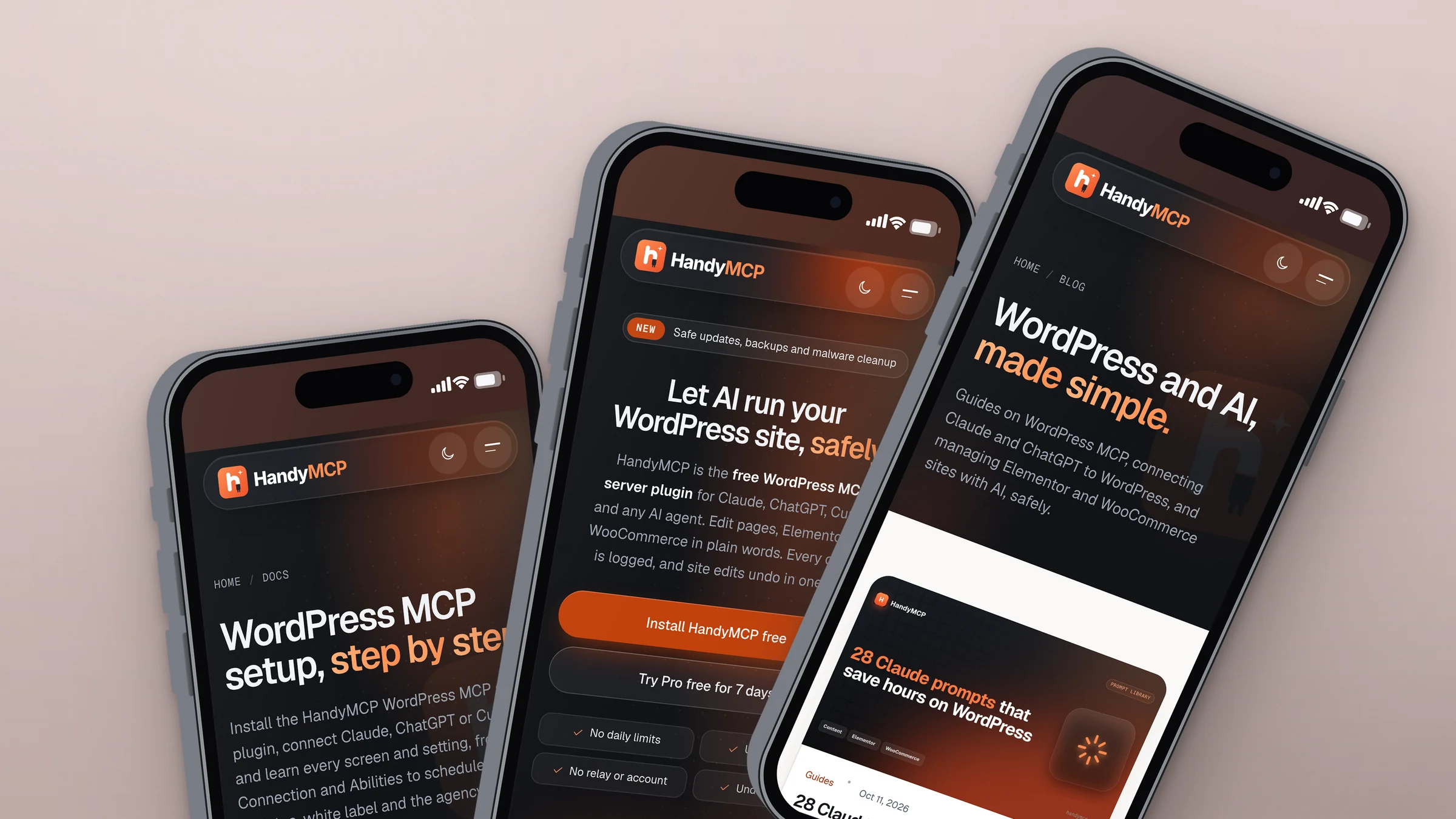 HandyMCP Website Design 5 HandyMCP Website Design website on three phones