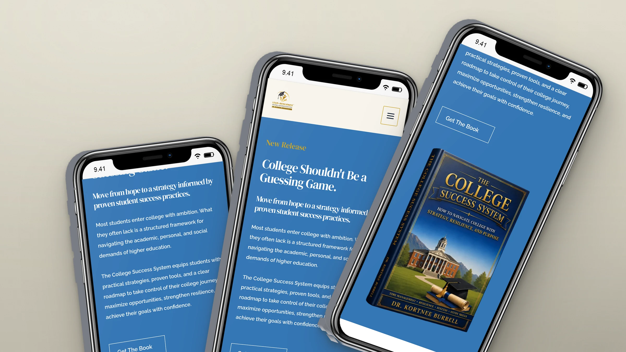 Leap-Resilience website on three phones