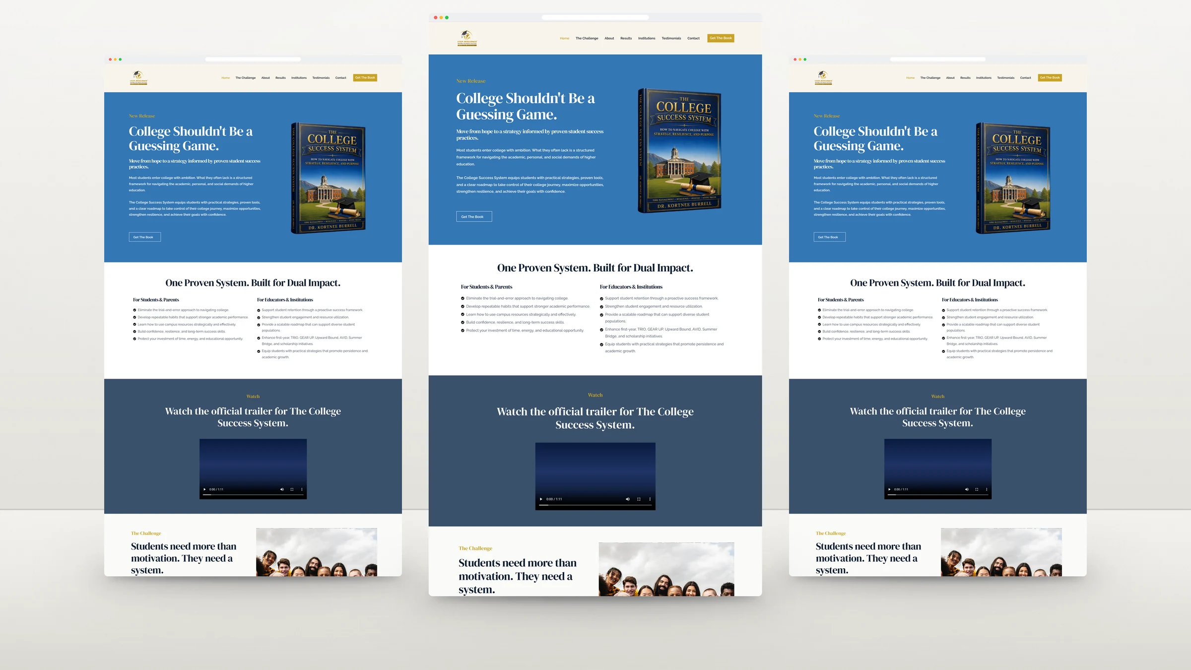 Leap-Resilience website pages standing side by side