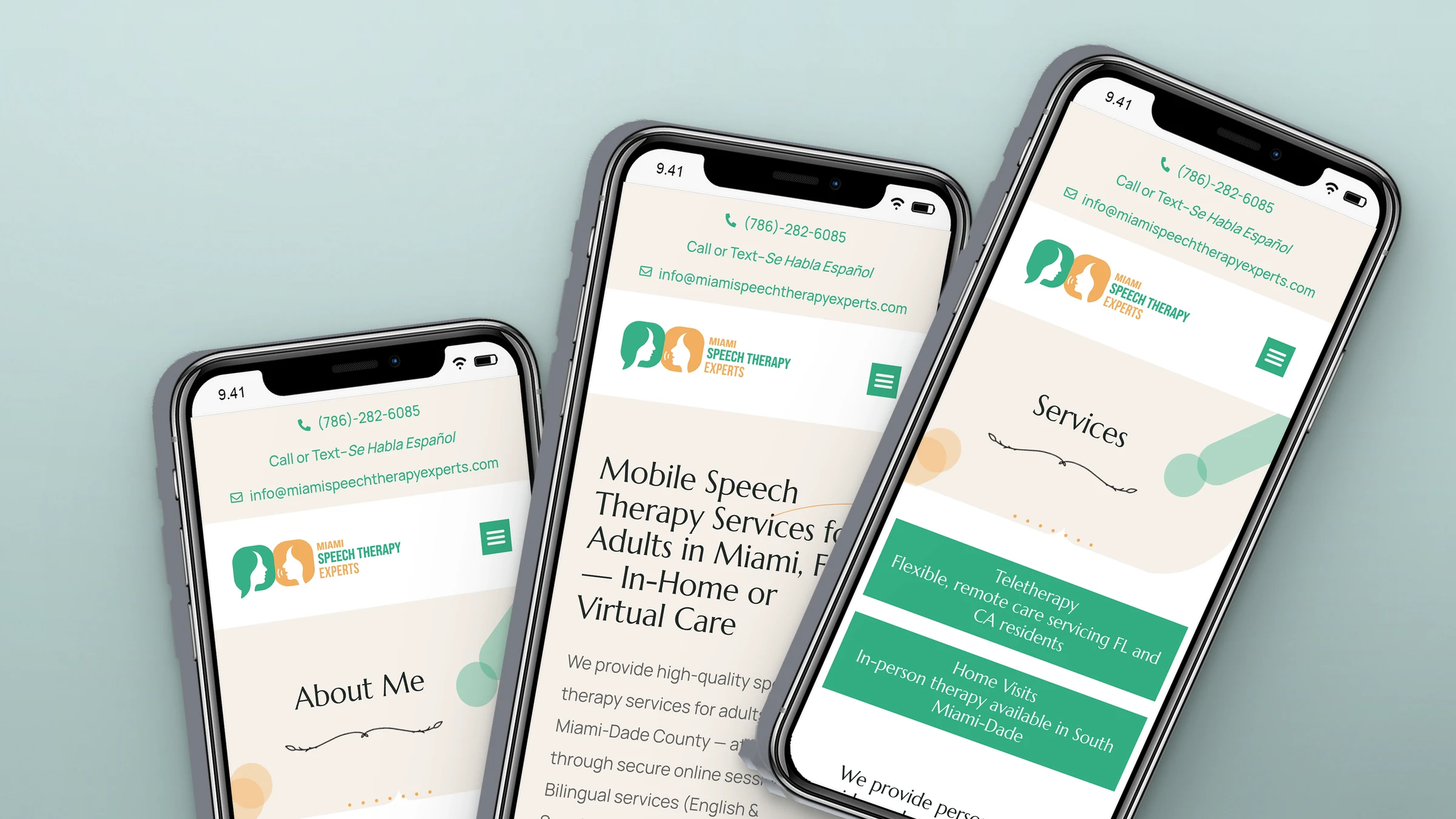 Miami Speech Therapy Experts 2 Miami Speech Therapy Experts website on three phones