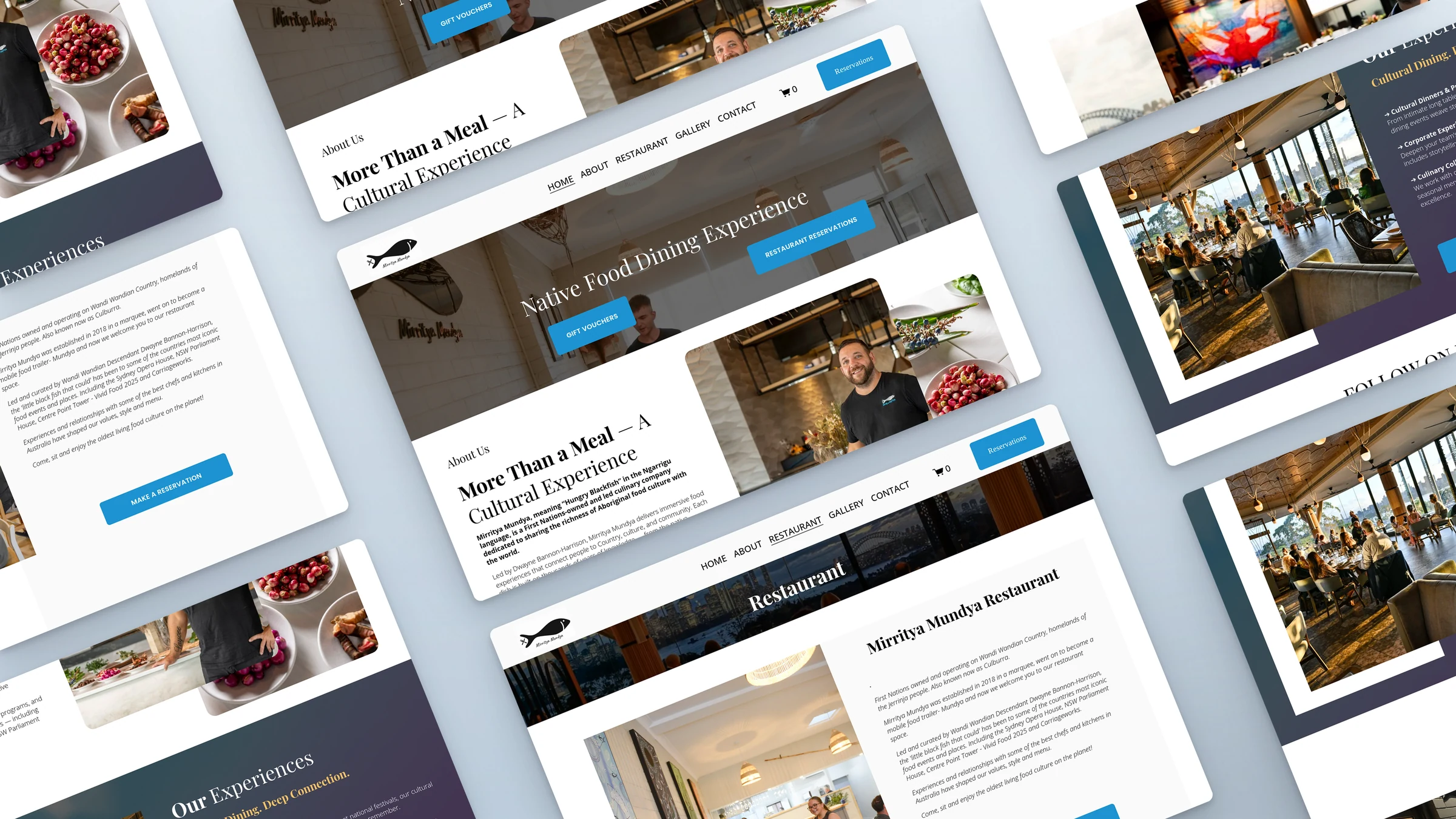 Mirritya Mundya 4 Mirritya Mundya website sections laid out at an angle
