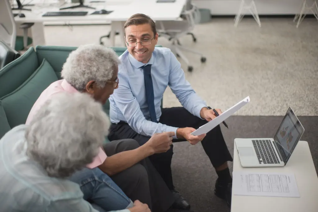 Clients meeting an advisor, the consultation a financial advisor website should book