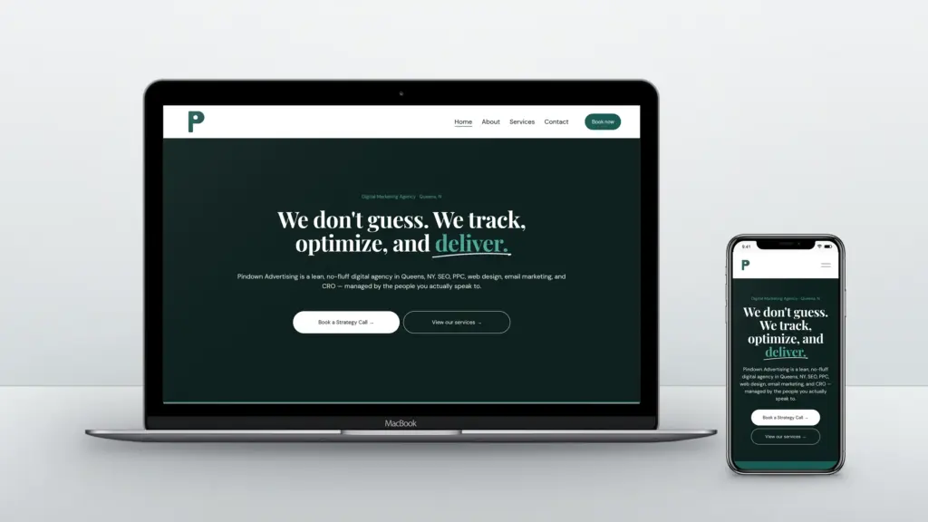 Pindown Advertising website design