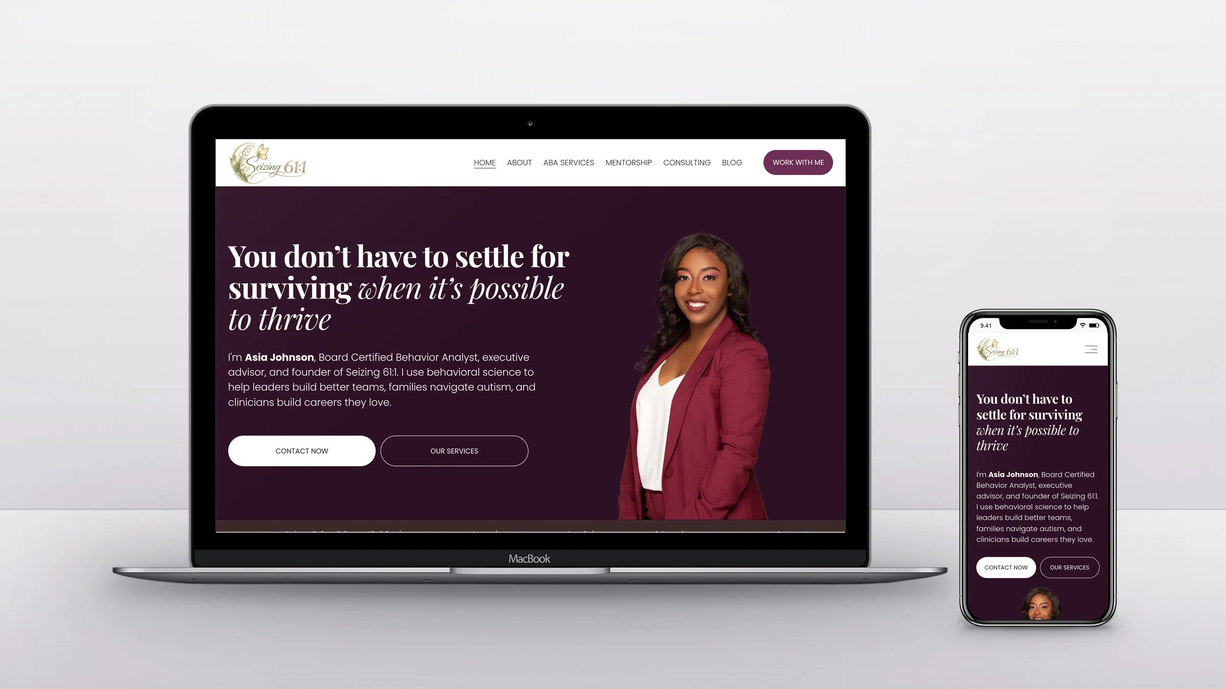 Seizing 61:1 homepage on a laptop and a phone