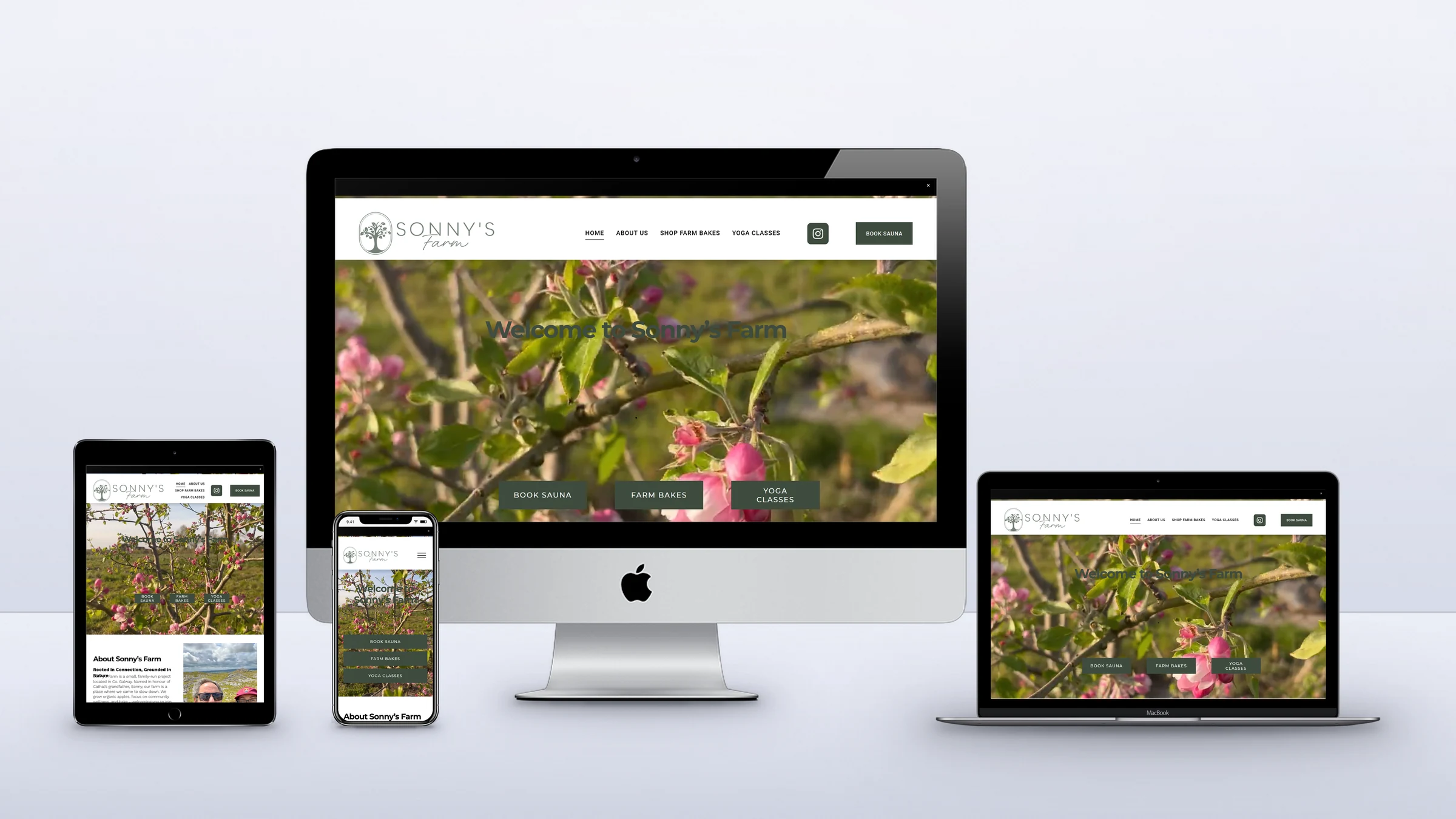 Sonny's Farm 4 Sonny’s Farm website on a desktop, laptop, tablet and phone