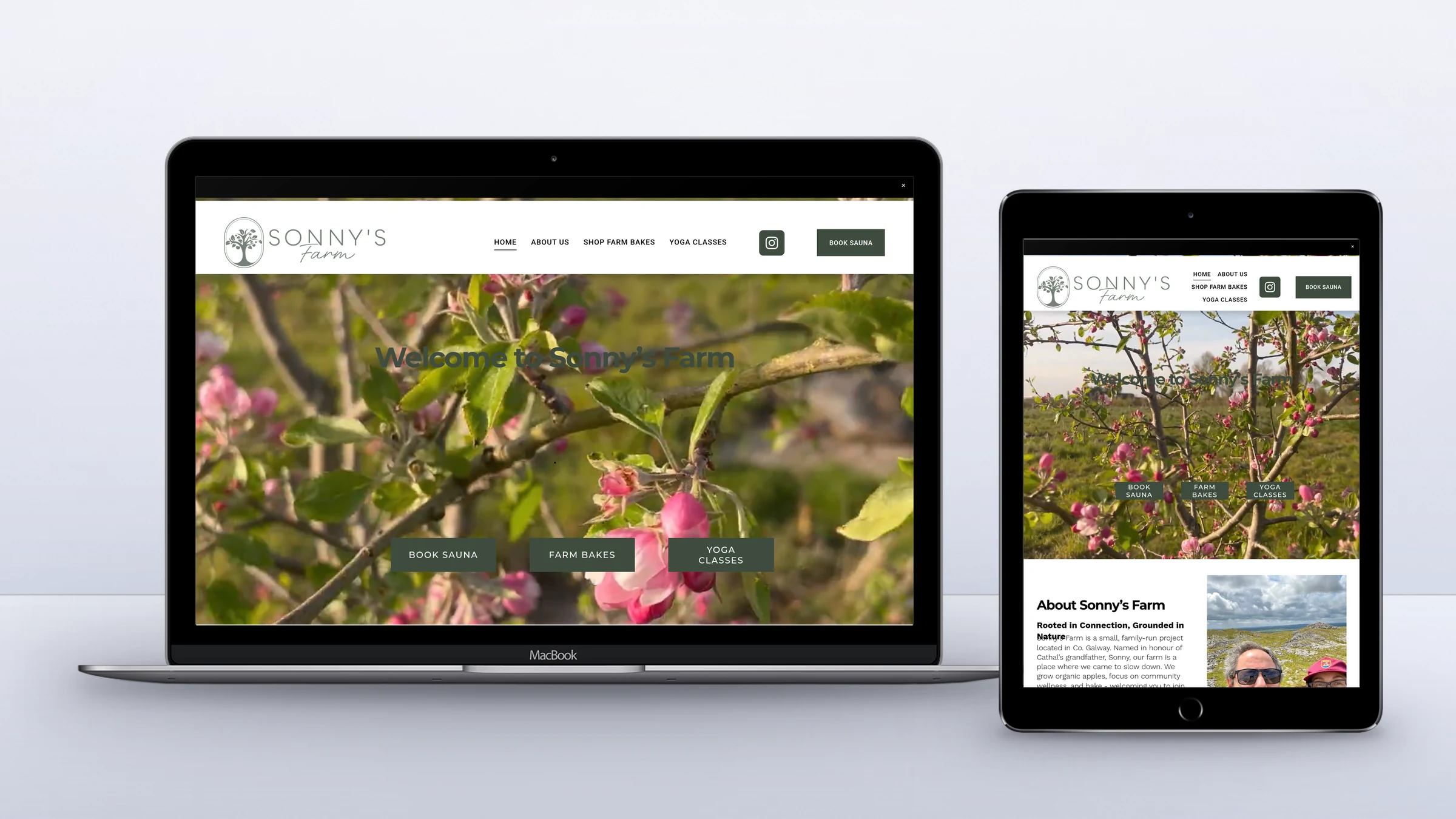 Sonny's Farm 2 Sonny’s Farm homepage on a laptop and a tablet