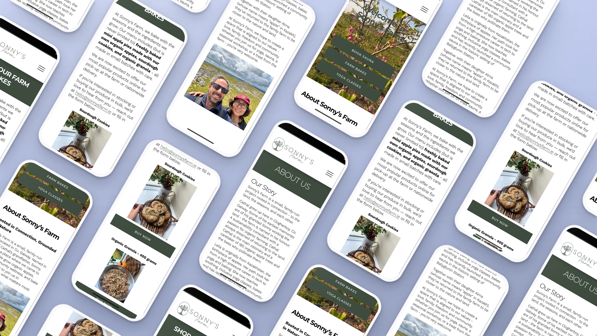 Sonny's Farm 3 Sonny’s Farm website pages on rows of phones