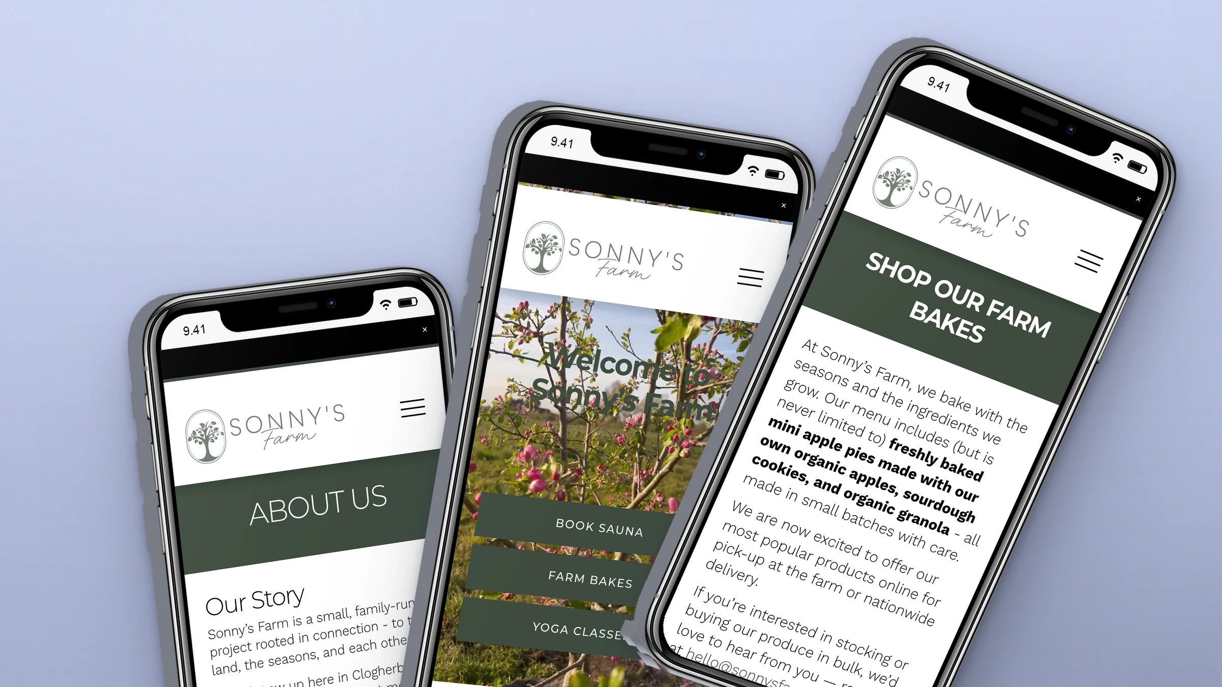 Sonny's Farm 5 Sonny’s Farm website on three phones