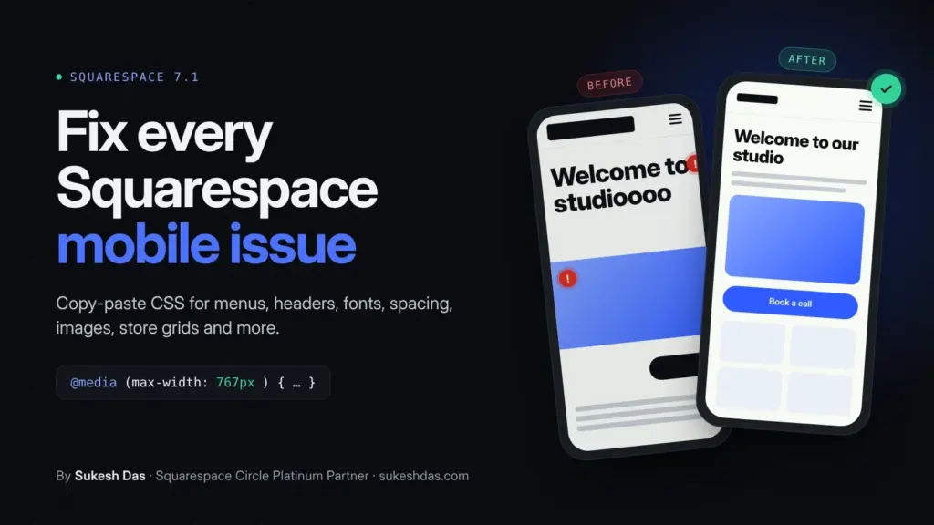 Squarespace mobile fixes guide with copy-paste CSS