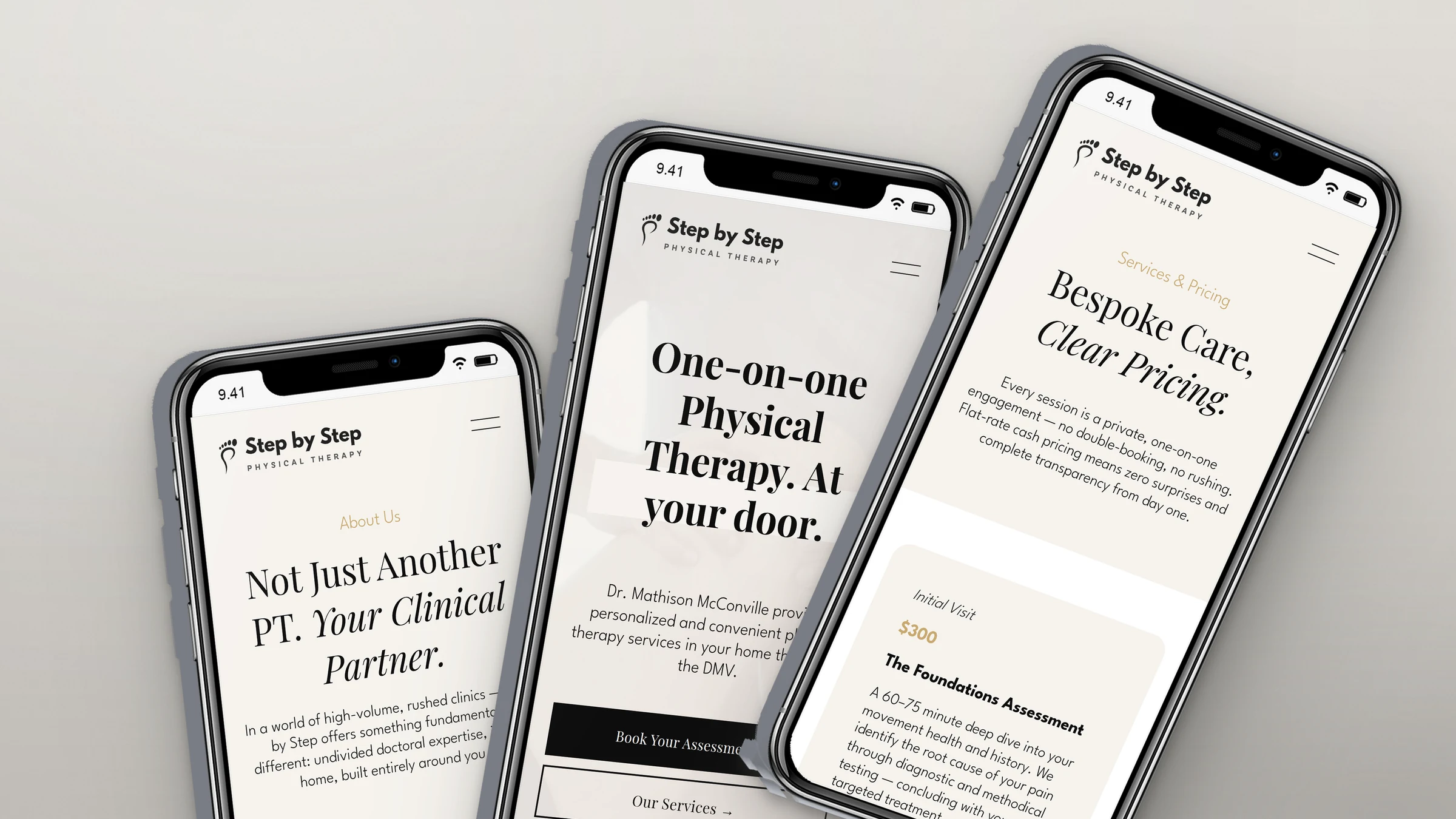 Step by Step Rehab website on three phones