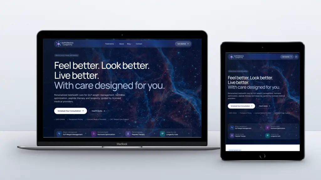 Supernova Longevity website design