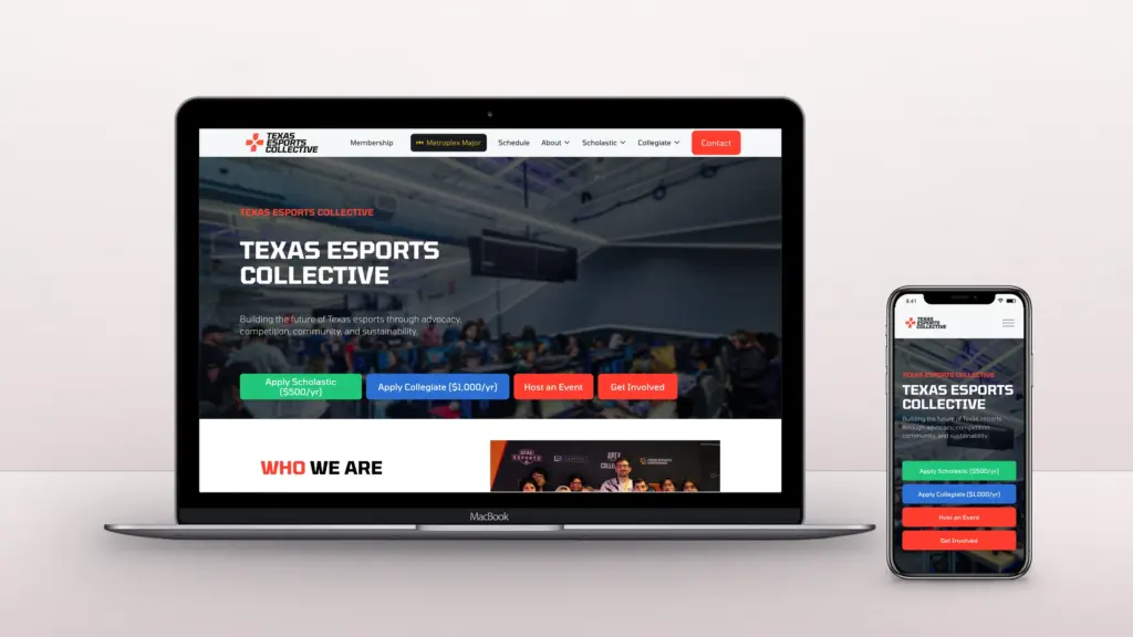 Texas Esports Collective website design