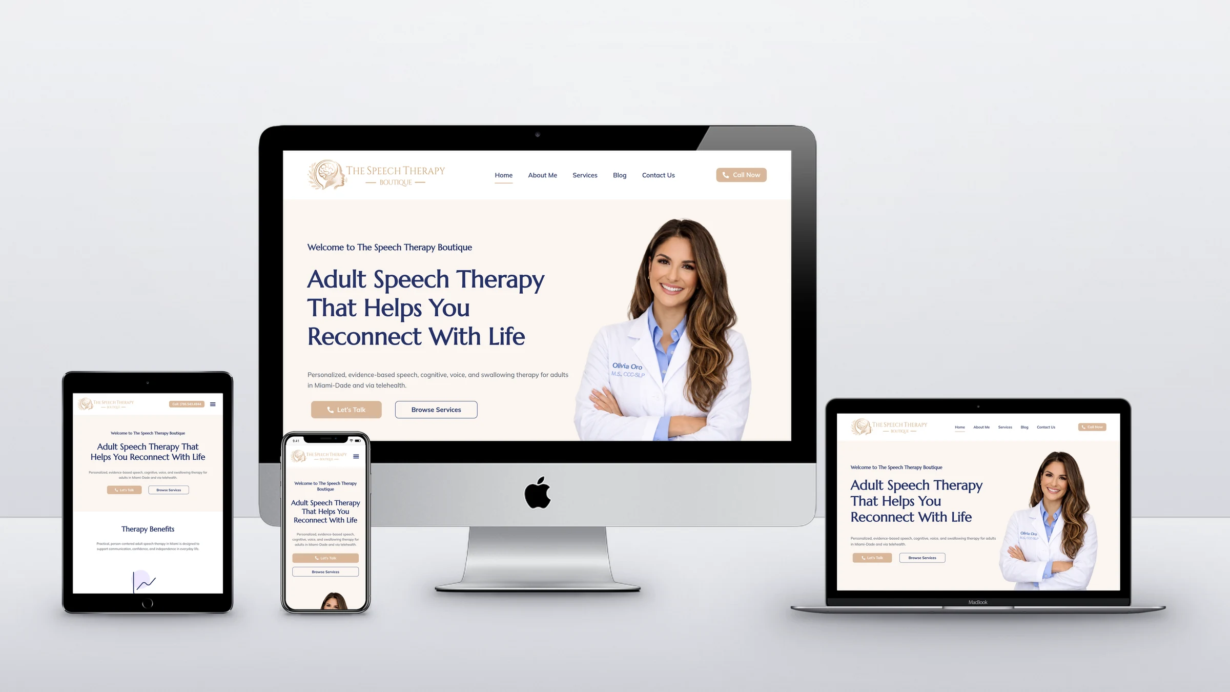 The Speech Therapy Boutique 3 The Speech Therapy Boutique website on a desktop, laptop, tablet and phone