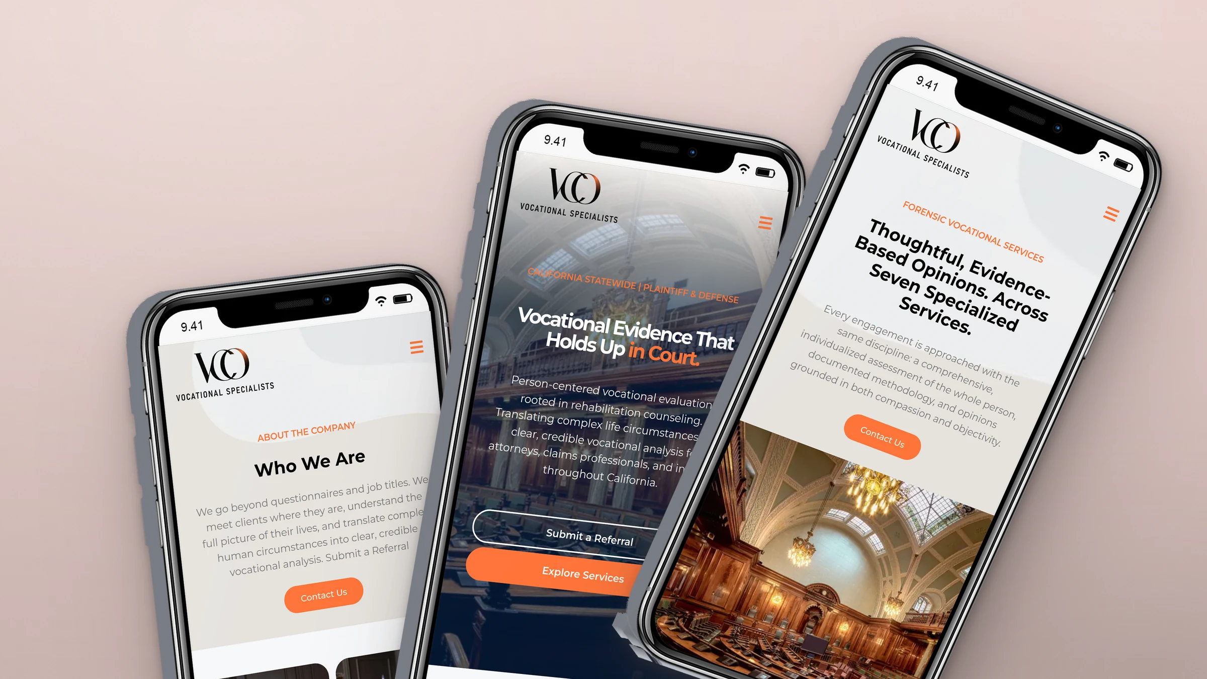 VCO Vocational Specialists 3 VCO Vocational Specialists website on three phones