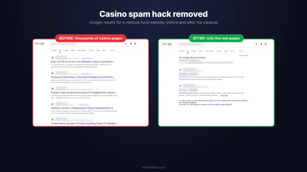 Venture Fund Website Casino Spam Cleanup website design