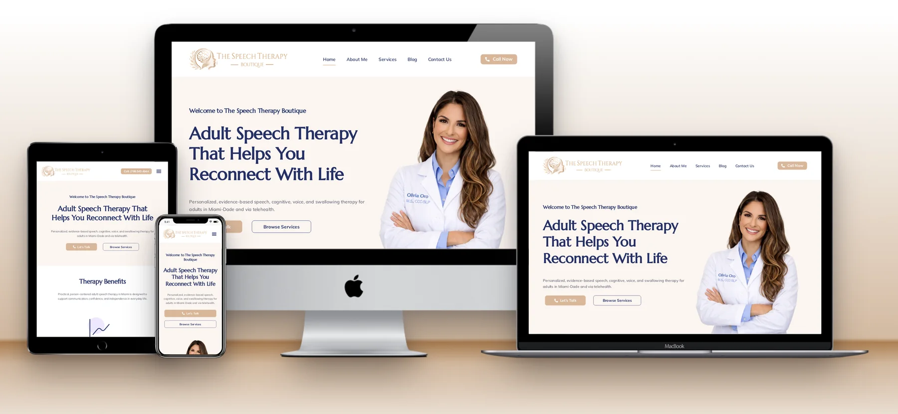Website Mockup Generator 3 The Speech Therapy Boutique website on four devices, a multi-device mockup made from its URL